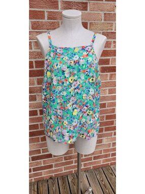 Maeve by Anthropologie Tank Shirt Women's Size 10 Boho Floral Watercolor